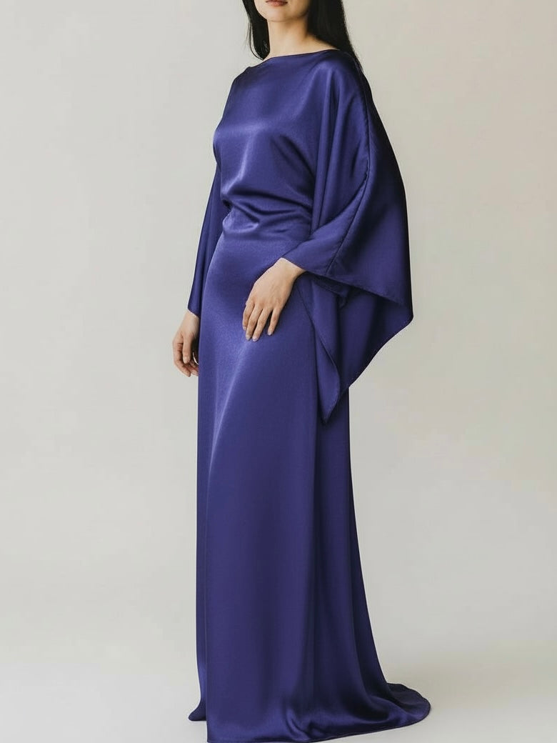 ANNA KAFTAN SATIN DRESS PURPLE