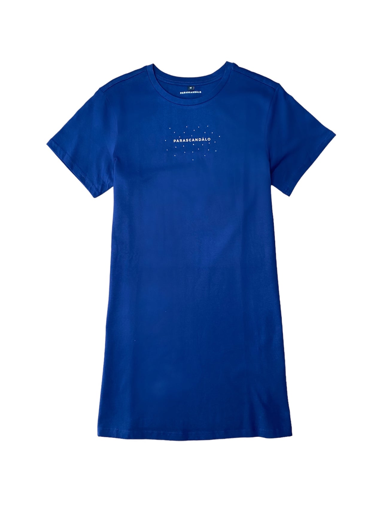 CLASSIC LOGO AND RHINESTONES T-SHIRT DRESS BLUE