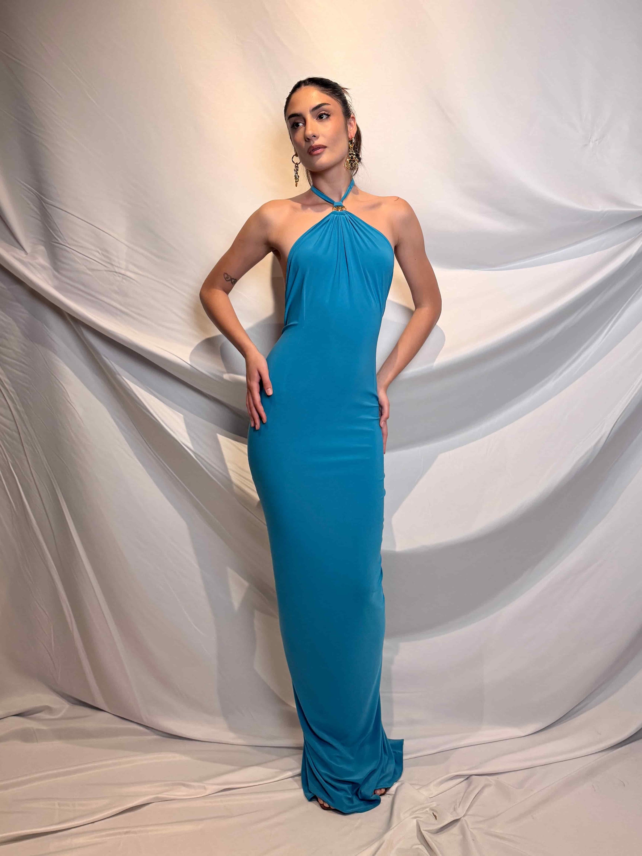 turquoise backless dress Turquoise Prom Dress, Backless Prom Dress,Skin Tight Prom Dress with Slits and Open Back,MA018