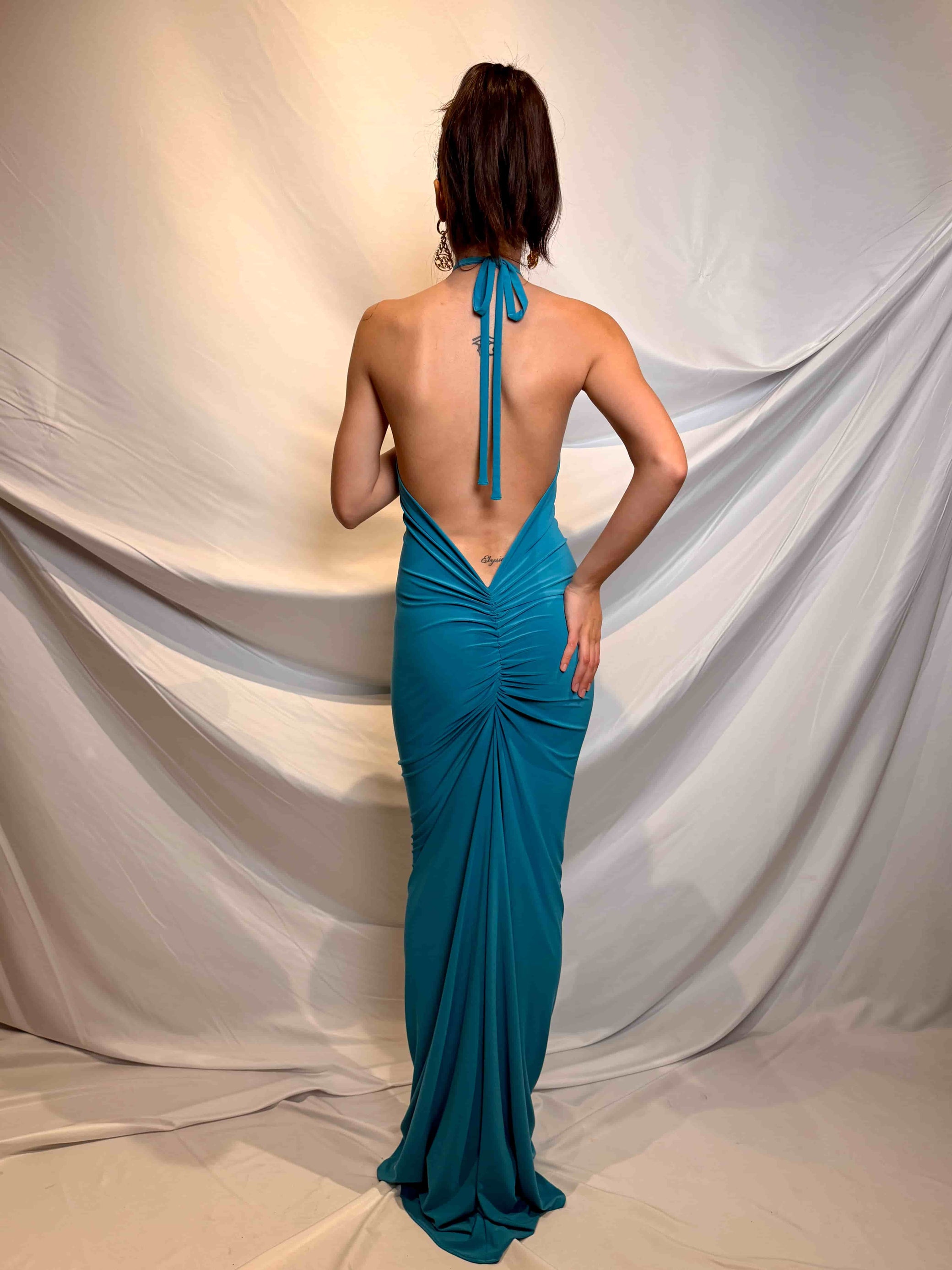 turquoise backless dress Makalita Maxi Dress