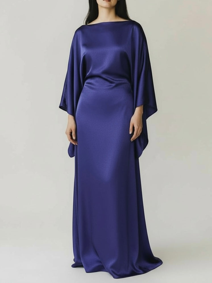 ANNA KAFTAN SATIN DRESS PURPLE