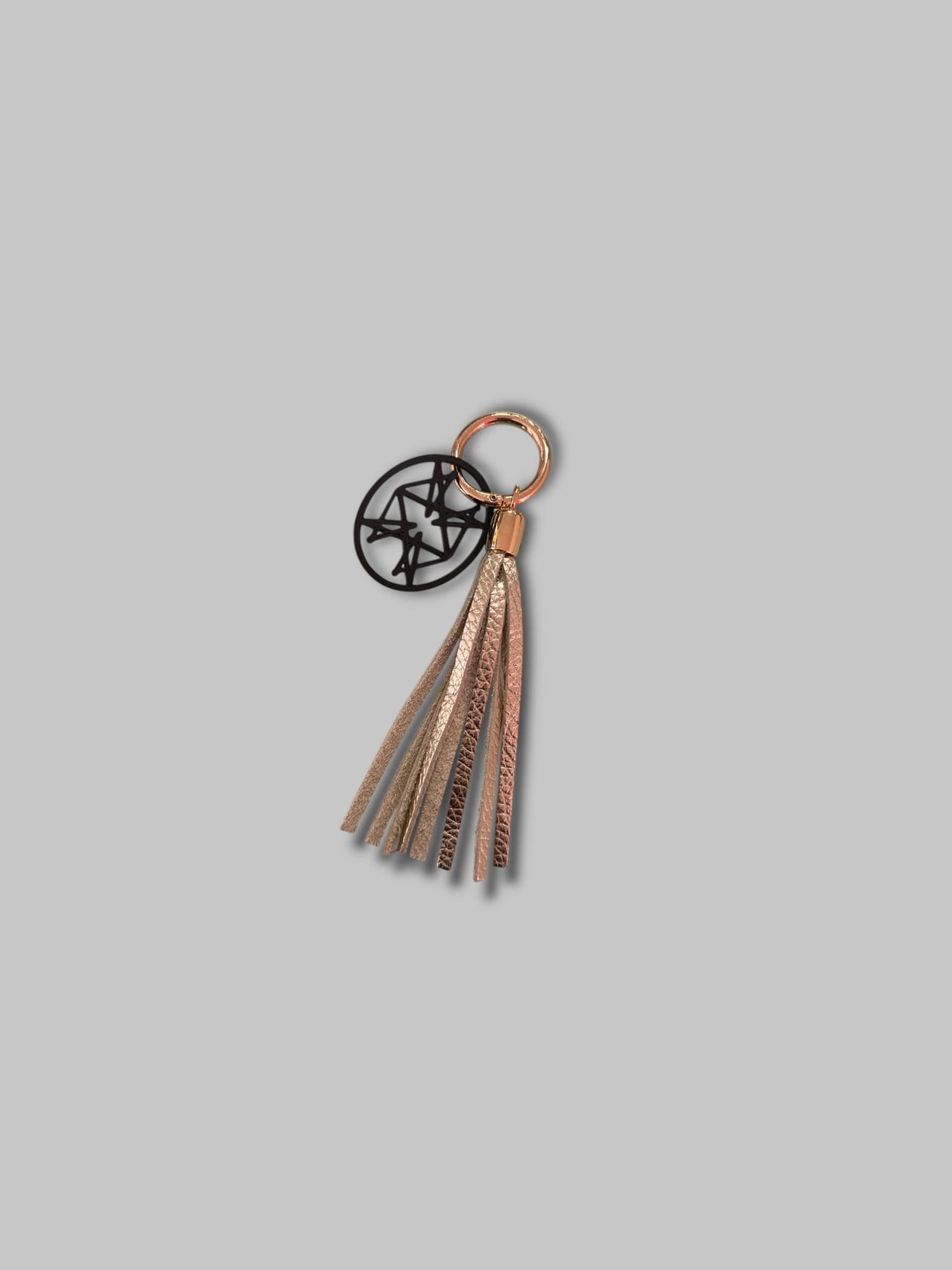 MONOGRAM LEATHER BAG CHARM GOLD