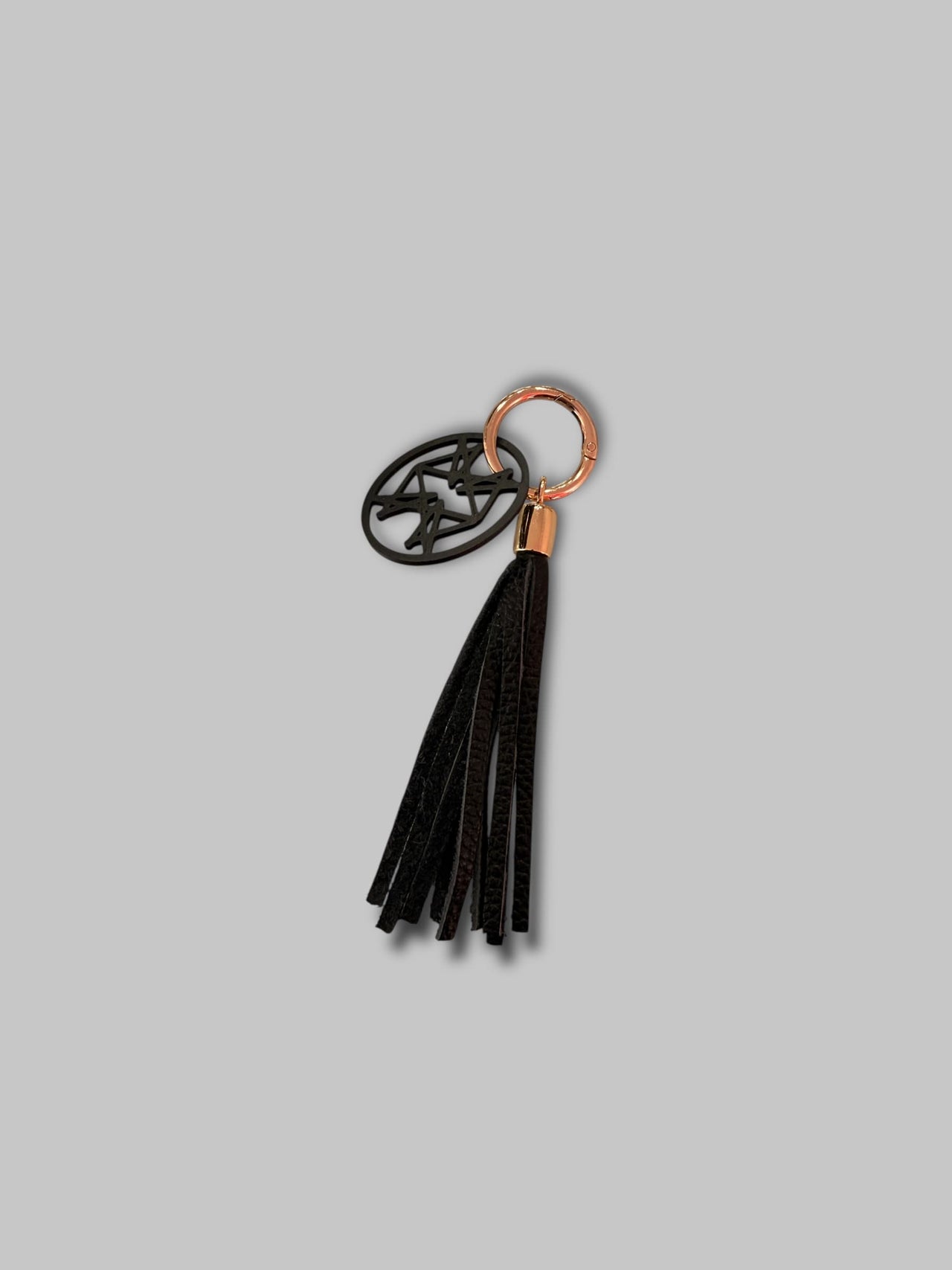 MONOGRAM LEATHER BAG CHARM BLACK