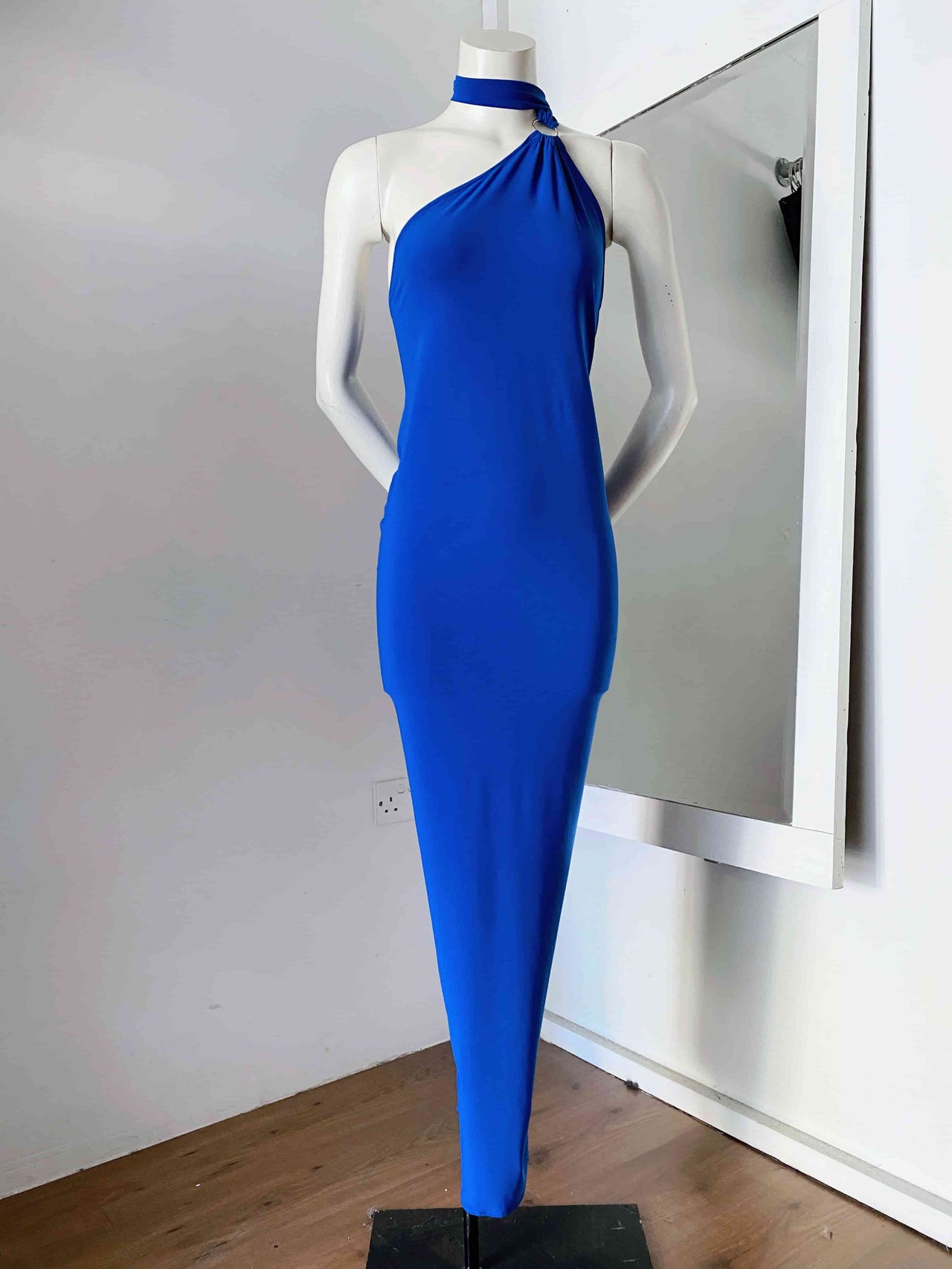 SCARF DRESS  ROYAL BLUE GOLD